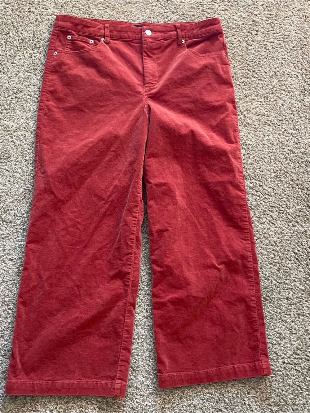 J. Crew women’s red orange corduroy pants retro dopamine indie 31p